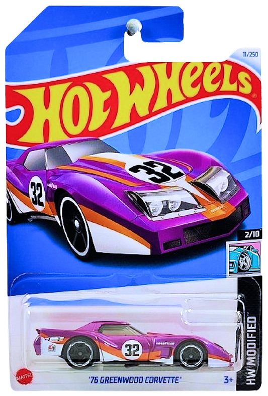 Hot Wheels 2024 - Collector # 011/250 - HW Modified 02/10 - '76 Greenwood Corvette - Metalflake Plum - '32' - IC