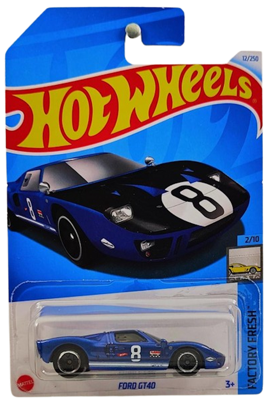 Hot Wheels 2024 - Collector # 012/250 - Factory Fresh 02/10 - Ford GT40 - Dark Blue - '8' - IC