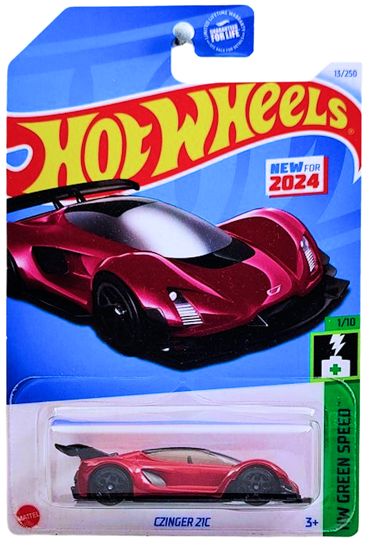 Hot Wheels 2024 - Collector # 013/250 - HW Green Speed 01/10 - New Models - Czinger 21C - Red My Mind - Black Y5 Wheels - USA Card