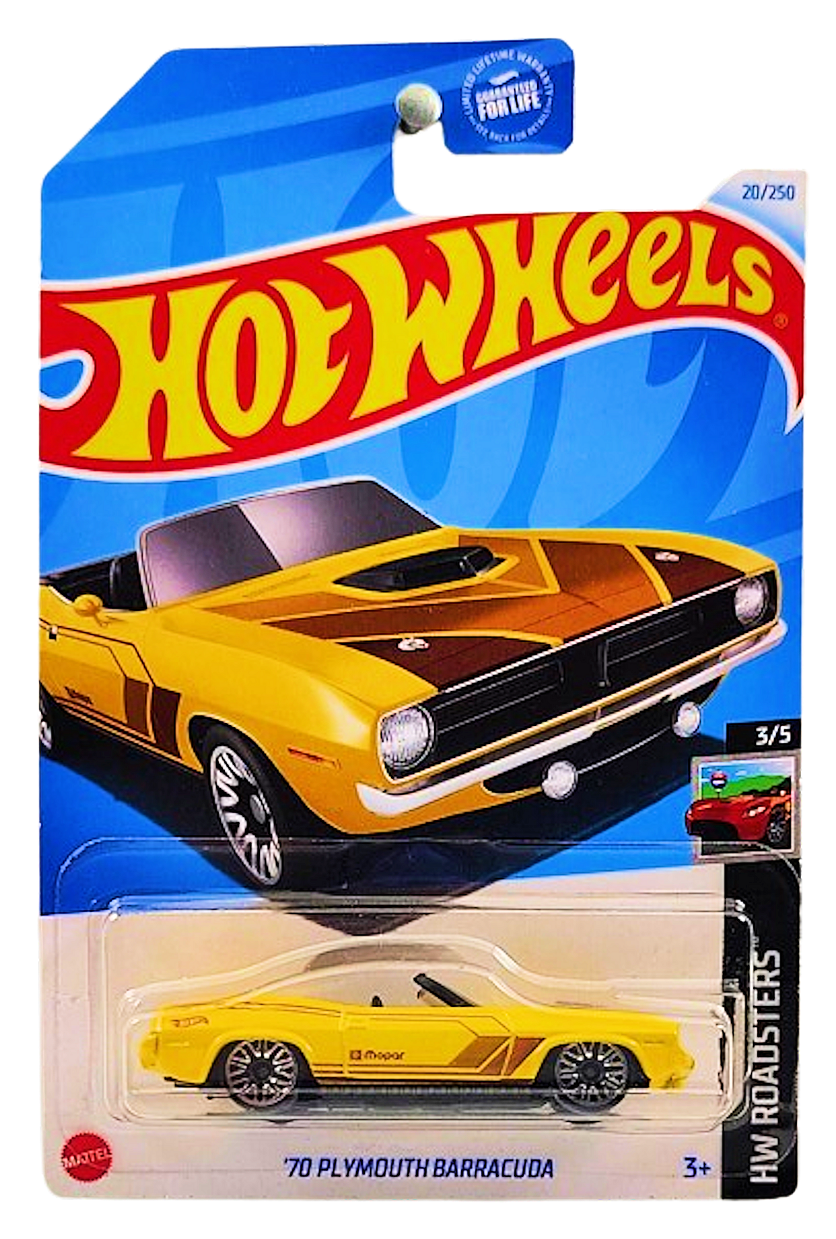 Hot Wheels 2024 - Collector # 020/250 - HW Roadsters 03/05 - '70 Plymouth Barracuda - Yellow - Kroger Exclusive - USA