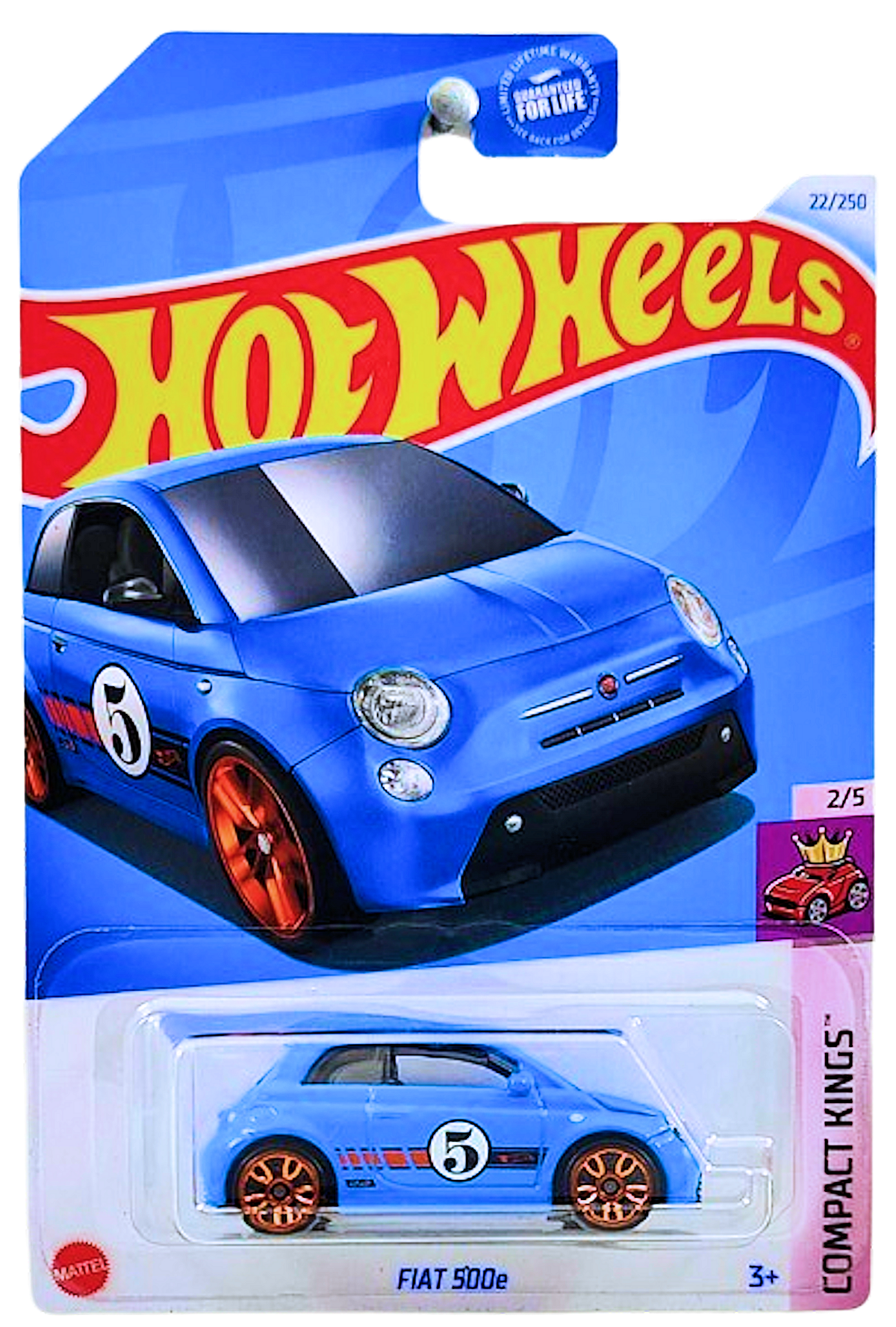 Hot Wheels 2024 - Collector # 022/250 - Compact Kings 02/05 - Fiat 500e - Blue / #5 - USA