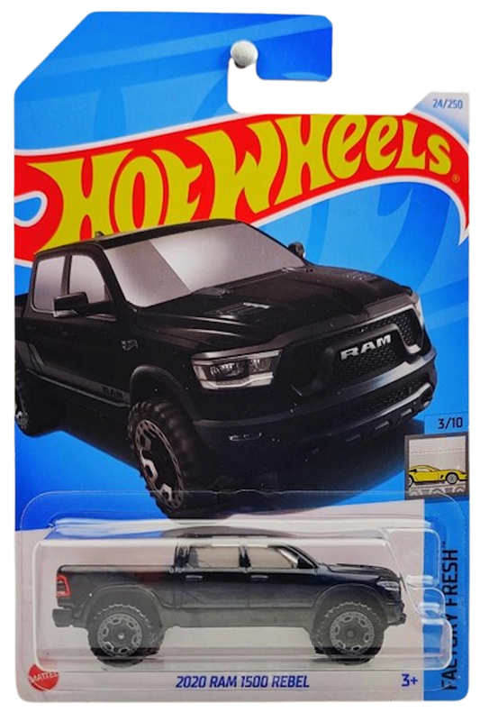 Hot Wheels 2024 - Collector # 024/250 - Factory Fresh 03/10 - 2020 Ram 1500 Rebel - Black - IC