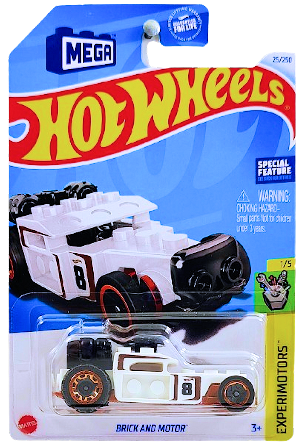 Hot Wheels 2024 - Collector # 025/250 - Experimotors 1/5 - Brick and Motor - White - USA Card