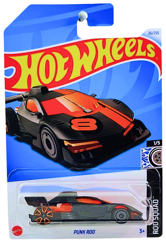 Hot Wheels 2024 - Collector # 026/250 - Rod Squad 01/05 - New Models - Punk Rod - Matte Black - '8' - IC