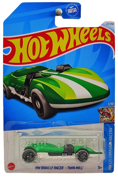 Hot Wheels 2024 - Collector # 027/250 - HW Celebration Racers 01/10 - HW Braille Racer - Twin Mill - Satin Green - World Braille Day - USA