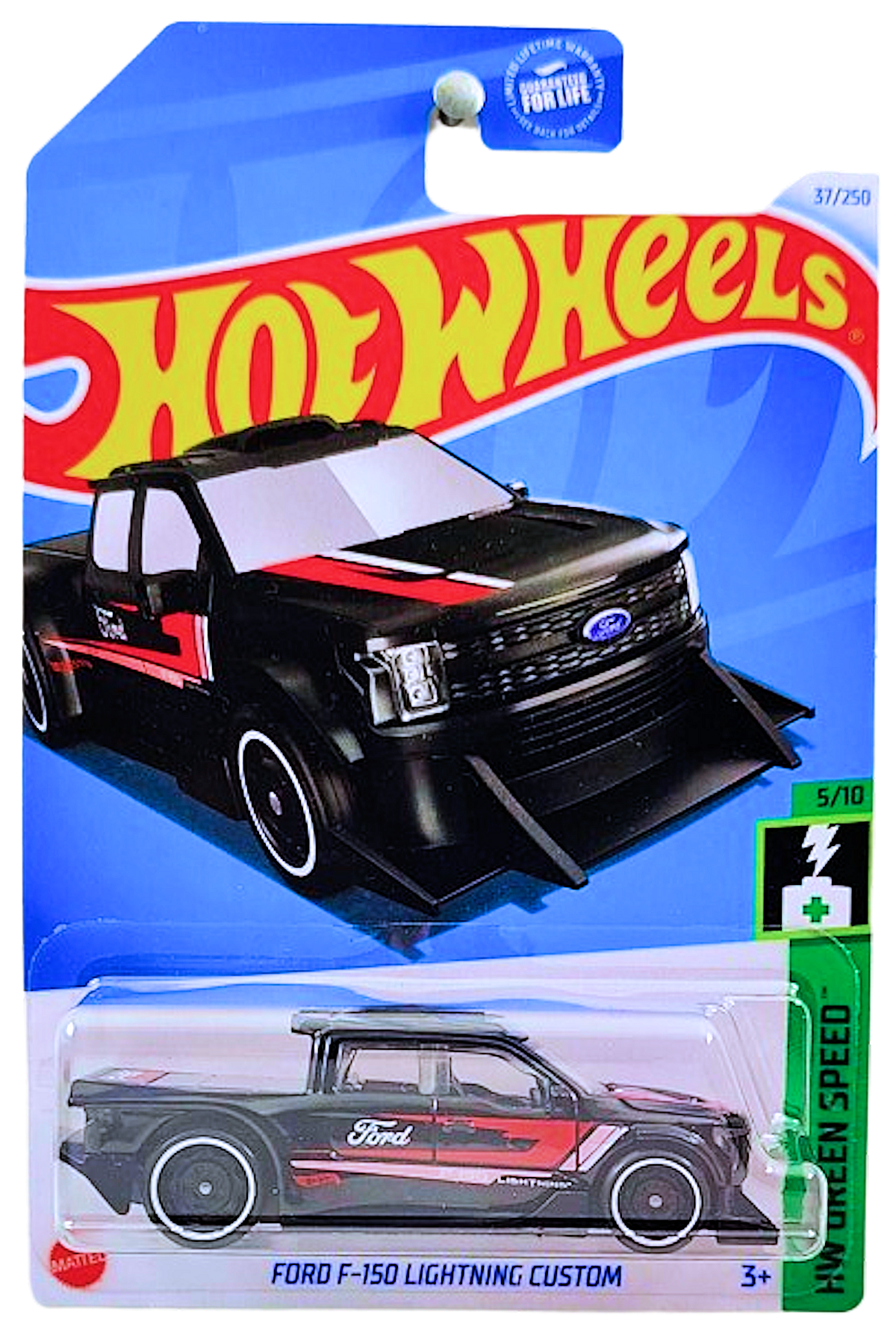 Hot Wheels 2024 - Colletor # 037/250 - HW Green Speed 5/10 - Ford F-150 Lightning Custom - Black - USA Card