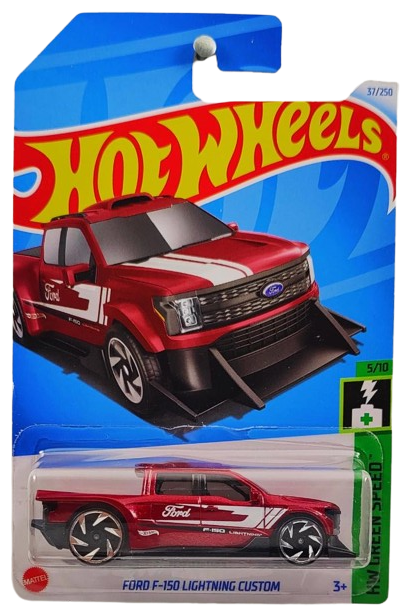 Hot Wheels 2024 - Colletor # 037/250 - HW Green Speed 5/10 - Ford F-150 Lightning Custom - Red - IC