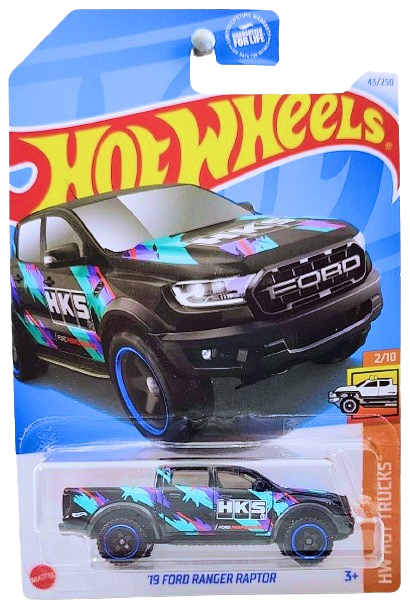 Hot Wheels 2024 - Collector # 043/250 - HW Hot Trucks 2/10 - '19 Ford Ranger Raptor - Black / HKS - USA Card