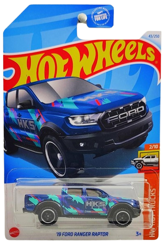 Hot Wheels 2024 - Collector # 043/250 - HW Hot Trucks 2/10 - '19 Ford Ranger Rapter - Dark Blue / HKS - USA Card