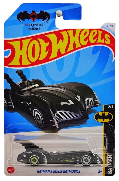 Hot Wheels 2024 - Collector # 054/250 - Batman Series 2/5 - New Models - Batman & Robin Batmobile - Black - Aero Disc Wheels - IC