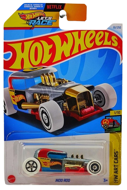 Hot Wheels 2024 - Collector # 061/250 - HW Art Cars 1/10 - Mod Rod - Gray Metallic / "C" on Roof - White Tires, 5 Spokes Rear & Aero Disc Front - IC