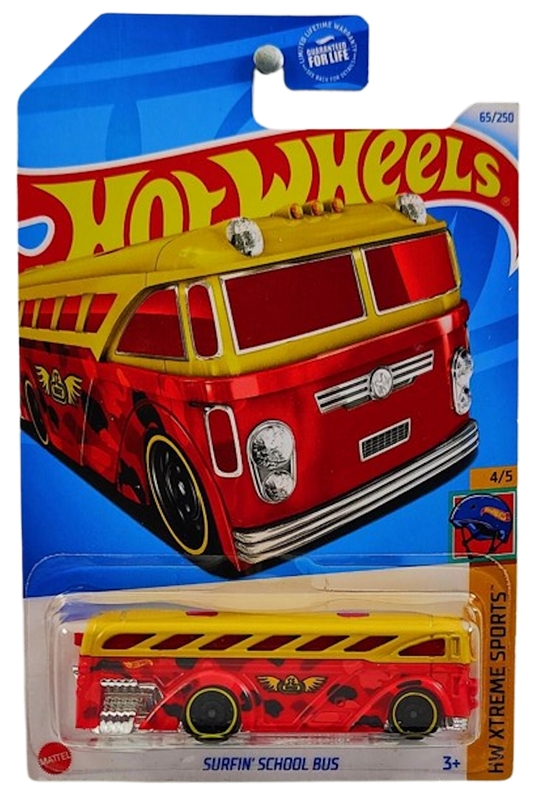 Hot Wheels 2024 - Collector # 065/250 - HW Xtreme Sports 4/5 - Surfin' School Bus - Red - USA Card