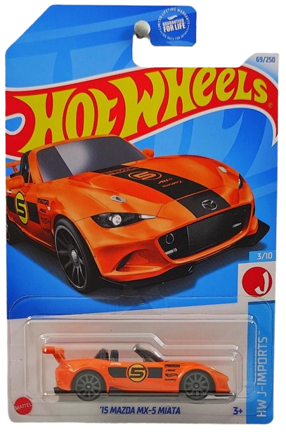 Hot Wheels 2024 - Collector # 069/250 - HW J-Imports 3/10 - '15 Mazda MX-5 Miata - Orange / #5 - USA Card