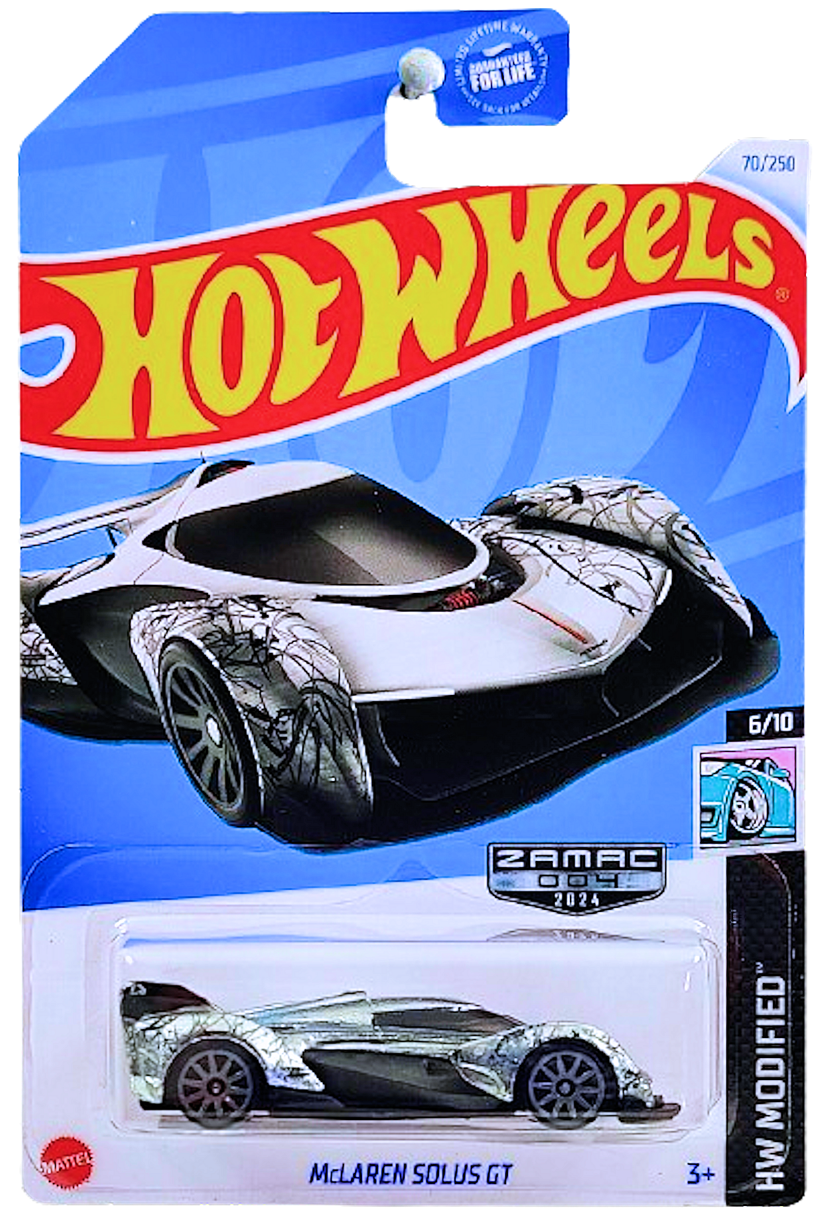 Hot Wheels 2024 - Collector # 070/250 - HW Modified 6/10 - ZAMAC # 004 - McLaren Solus GT - ZAMAC - Walmart Exclusive - USA Card