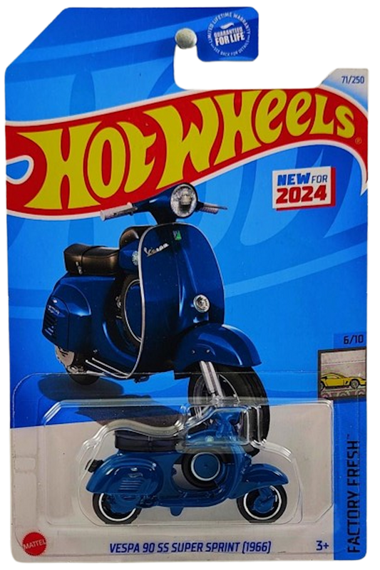 Hot Wheels 2024 - Collector # 071/250 - Factory Fresh 6/10 - Vespa 90SS Super Sprint (1966) - Blue - USA Card