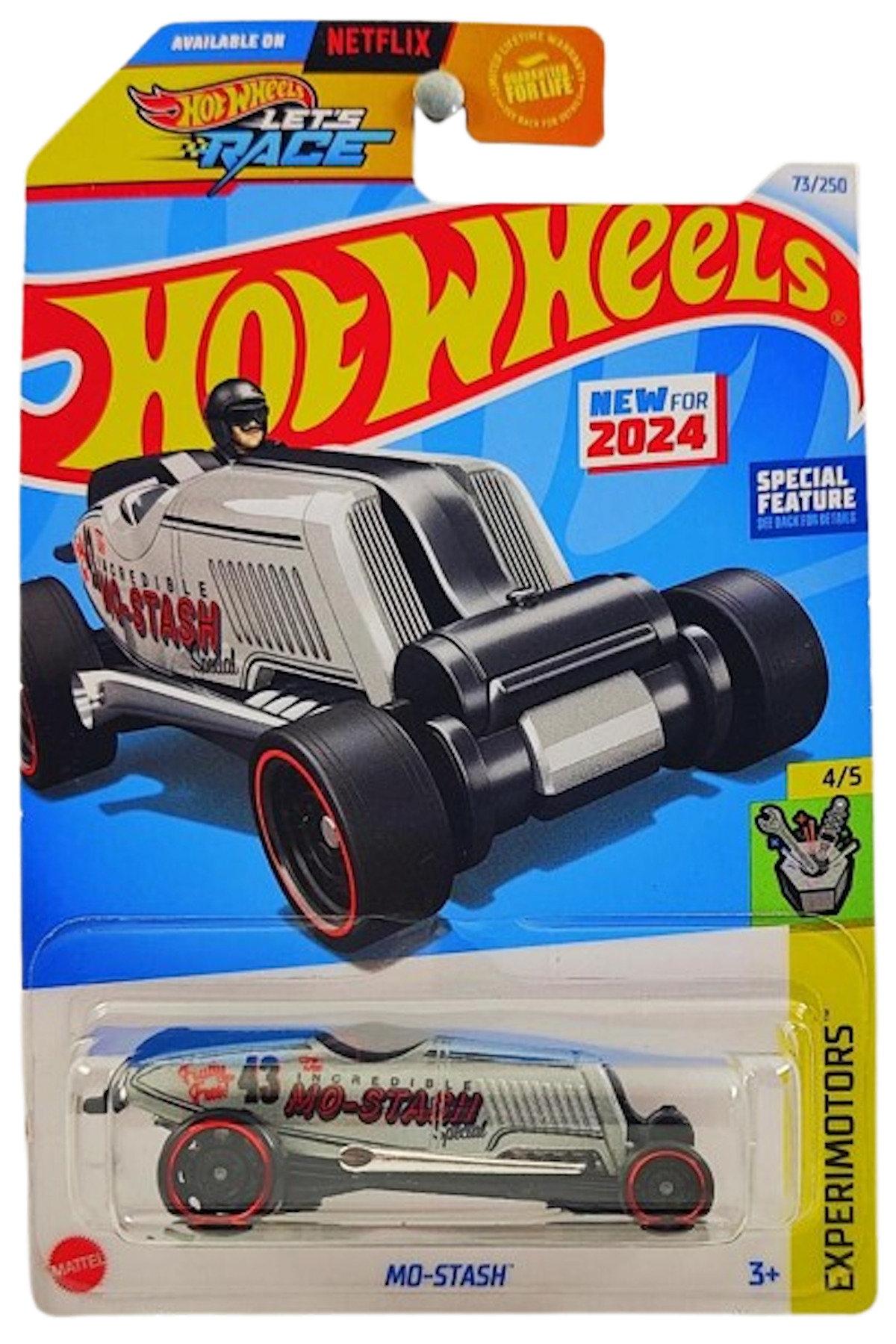 Hot Wheels 2024 - Collector # 073/250 - Experimotors 4/5 - New Models - Mo-Stash - Metalflake Gray / 'Incredible Mo-Stash' #43 - USA Card