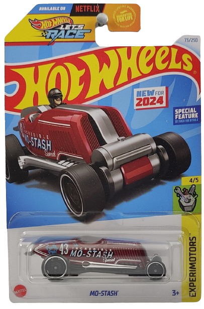 Hot Wheels 2024 - Collector # 073/250 - Experimotors 4/5 - New Models - Mo-Stash - Dark Red / 'Incredible Mo-Stash' #43 - USA Card