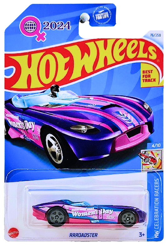 Hot Wheels 2024 - Collector # 076/250 - HW Celebration Racers 4/10 - RRRoadster - Purple / 'Women's Day' - USA Card