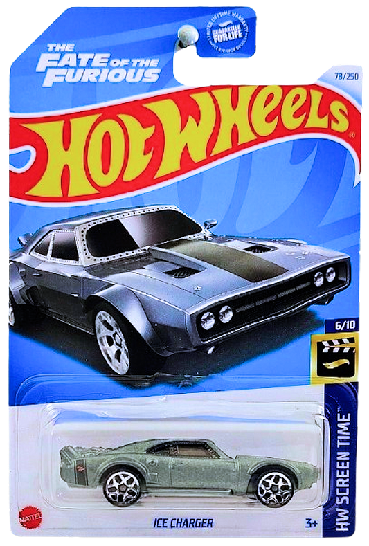 Hot Wheels 2024 - Collector # 078/250 - HW Screen Time 6/10 - Ice Charger - Satin Gray / Fast & Furious - USA 'The Fate of the Furious' Card