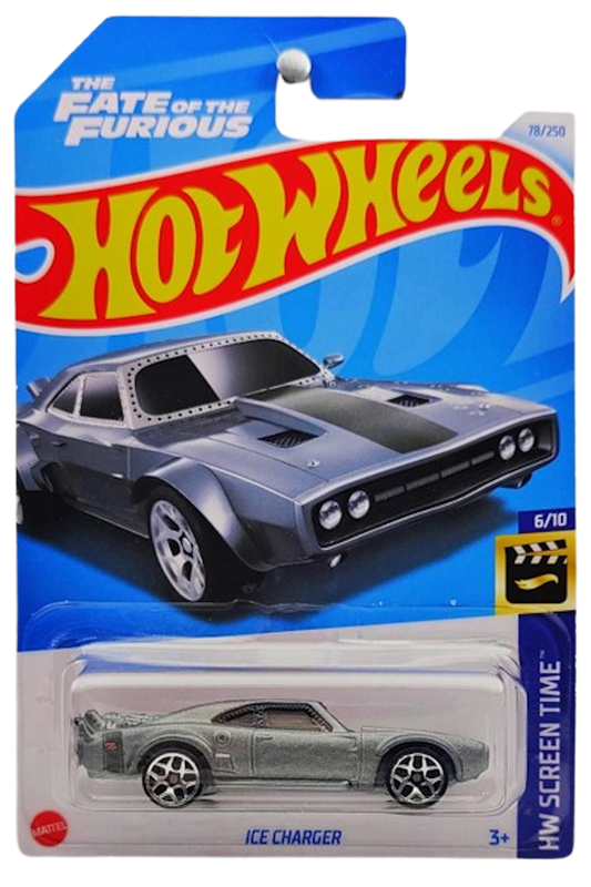 Hot Wheels 2024 - Collector # 078/250 - HW Screen Time 6/10 - Ice Charger - Satin Gray / Fast & Furious - International 'The Fate of the Furious' Card