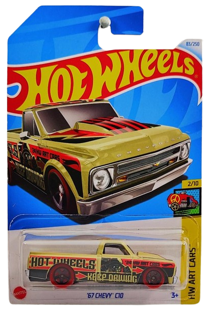 Hot Wheels 2024 - Collector # 083/250 - HW Art Cars 2/10 - '67 Chevy C10 - Tan / "E" - IC