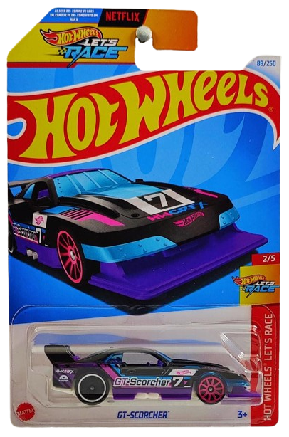 Hot Wheels 2024 - Collector # 089/250 - Hot Wheels Let's Race 2/5 - GT-Scorcher - Black / #7 - IC