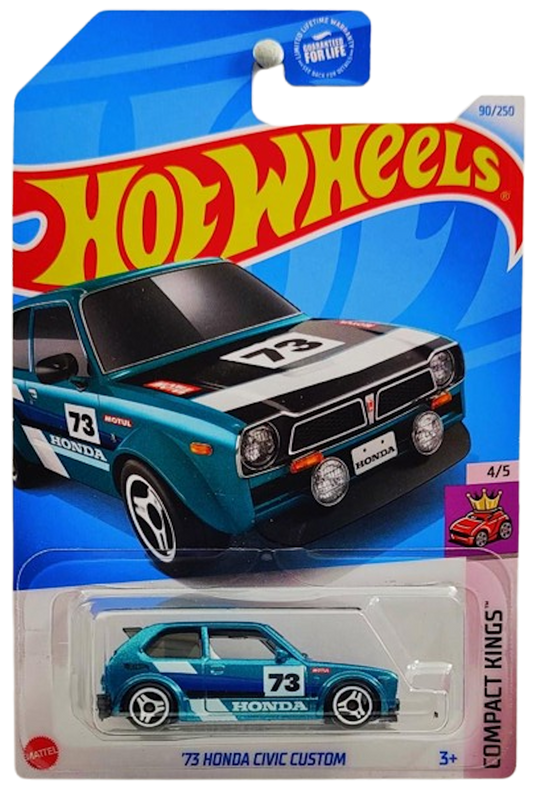 Hot Wheels 2024 - Collector # 090/250 - Compact Kings 4/5 - '73 Honda Civic Custom - Metalflake Teal / #73 - USA Card