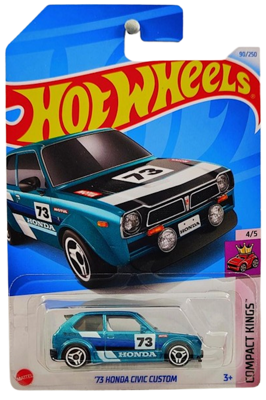 Hot Wheels 2024 - Collector # 090/250 - Compact Kings 4/5 - '73 Honda Civic Custom - Metalflake Teal / #73 - IC