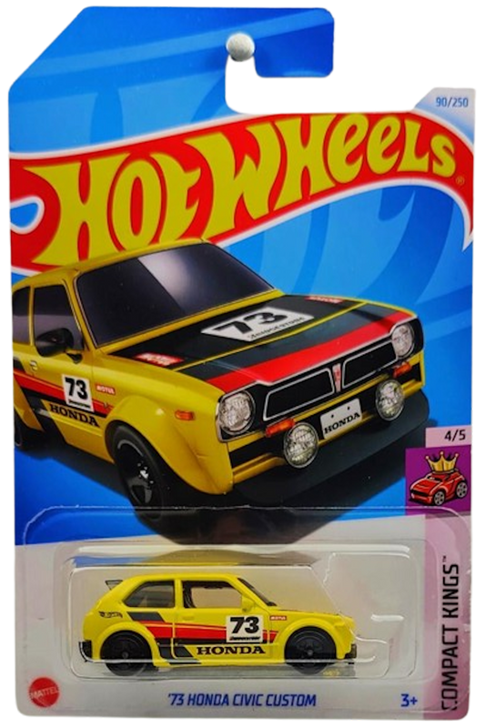 Hot Wheels 2024 - Collector # 090/250 - Compact Kings 4/5 - '73 Honda Civic Custom - Yellow / #73 - IC