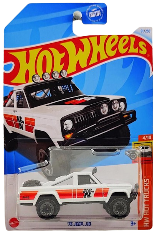 Hot Wheels 2024 - Collector # 091/250 - HW Hot Trucks 4/10 - '73 Jeep J10 - White / K&N Filters - BLOR Wheels - USA Card