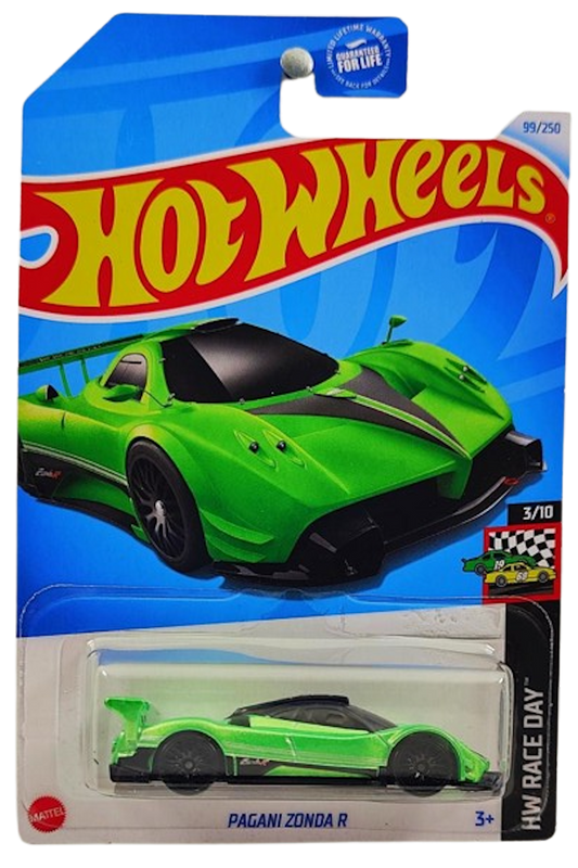 Hot Wheels 2024 - Collector # 099/250 - HW Race Day 3/10 - Pagani Zonda R - Pearl Green - Kroger Exclusive - USA Card