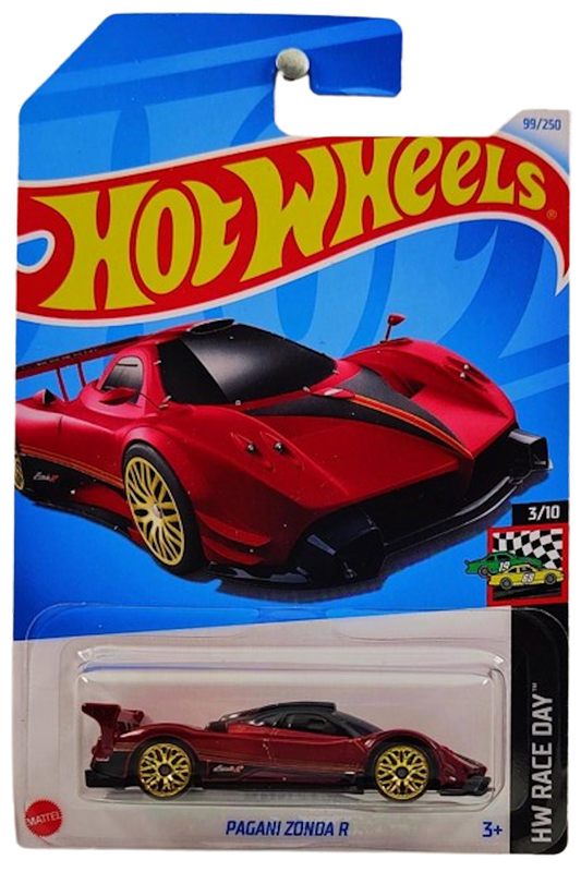 Hot Wheels 2024 - Collector # 099/250 - HW Race Day 3/10 - Pagani Zonda R - Dark Red Metallic - Gold Lace Wheels - IC