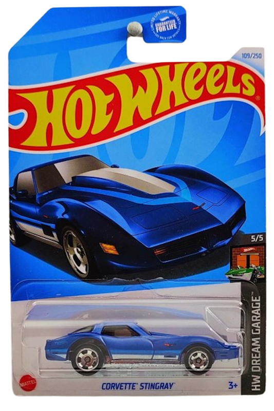 Hot Wheels 2024 - Collector # 109/250 - HW Dream Garage 05/05 - Corvette Stingray - Blue - USA Card