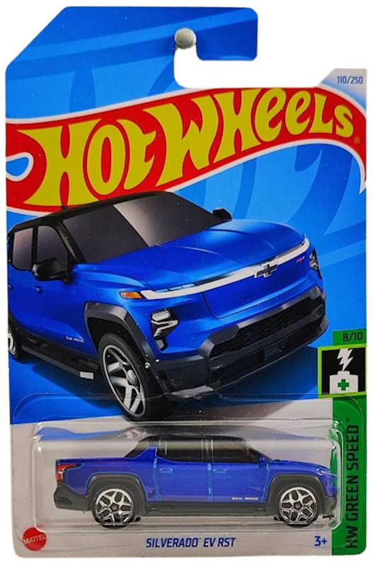 Hot Wheels 2024 - Collector # 110/250 - HW Green Speed 08/10 - New Models - Silverado EV RST - Metallic Dark Blue - IC