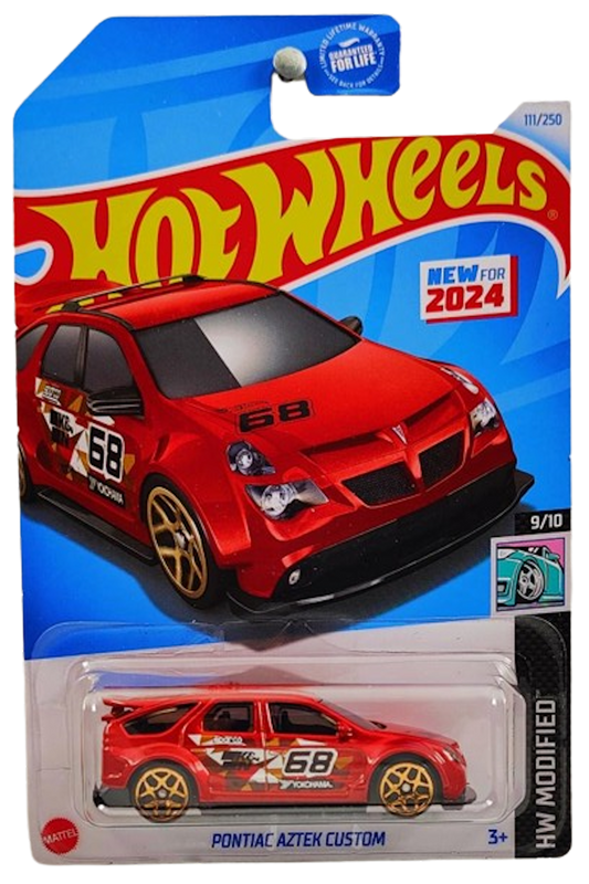 Hot Wheels 2024 - Collector # 111/250 - HW Modified 09/10 - New Models - Pontiac Aztek Custom - Metalflake Red / #68 - Gold Y5 Wheels - USA Card