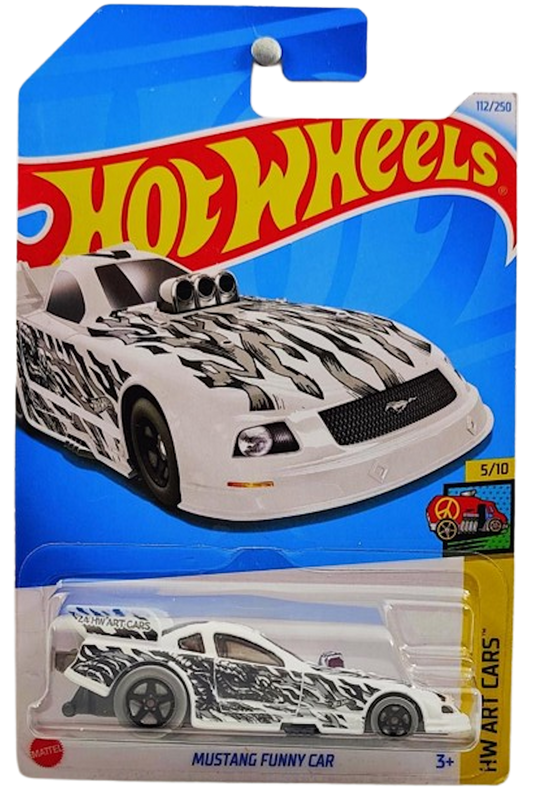 Hot Wheels 2024 - Collector # 112/250 - HW Art Cars 05/10 - Mustang Funny Car - Metallic White - IC