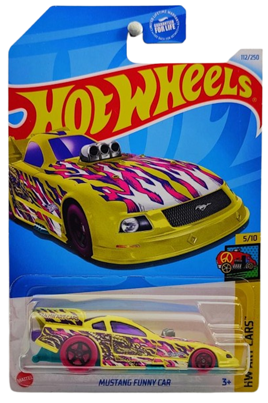 Hot Wheels 2024 - Collector # 112/250 - HW Art Cars 05/10 - Mustang Funny Car - Pale Yellow - USA