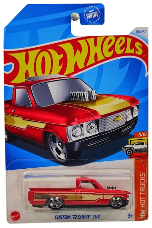 Hot Wheels 2024 - Collector # 118/250 - HW Hot Trucks 06/10 - Custom '72 Chevy LUV - Red - Kroger Exclusive - USA Card