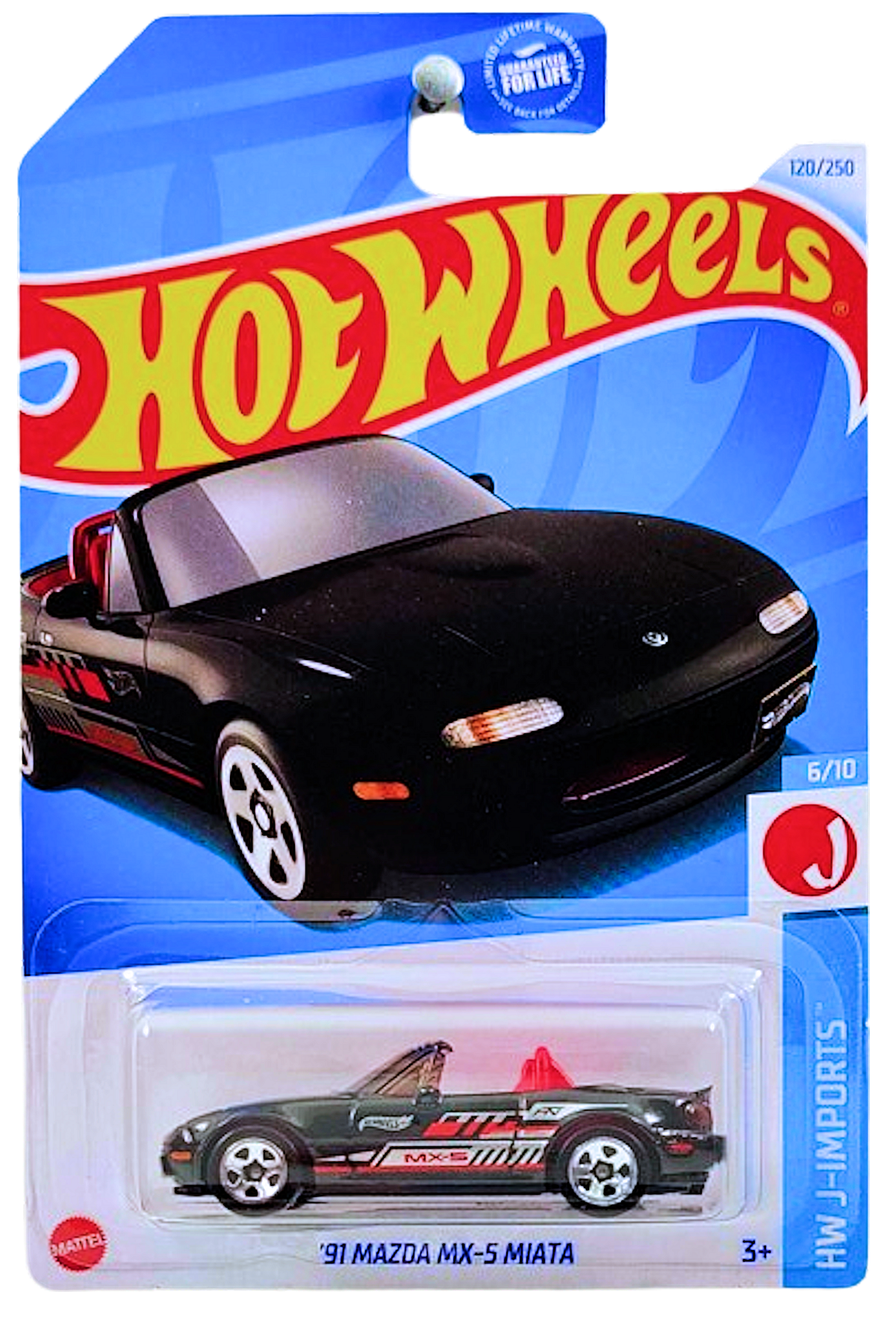 Hot Wheels 2024 - Collector # 120/250 - HW J-Imports 06/10 - '91 Mazda MX-5 Miata - Black - USA - Package ERROR!