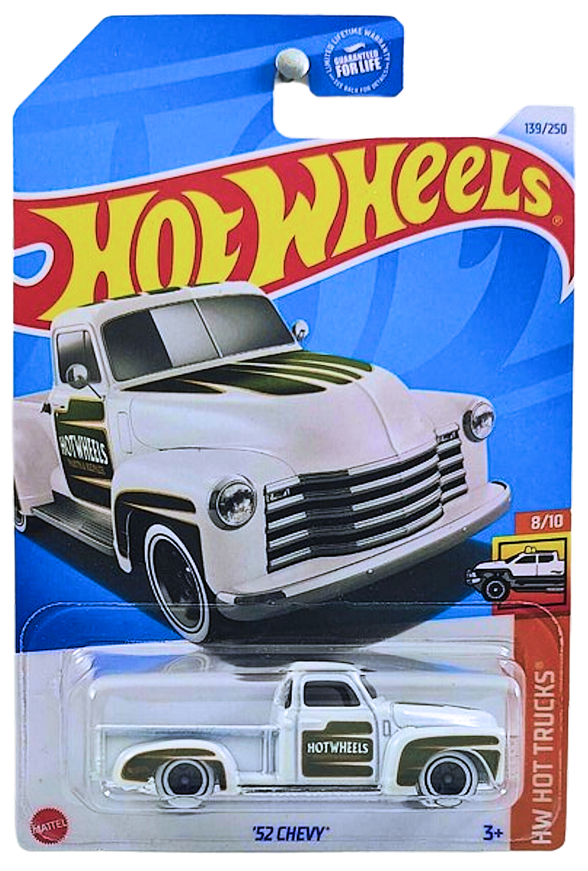 Hot Wheels 2024 - Collector # 139/250 - HW Hot Trucks 8/10 - '52 Chevy - White - 5 Spokes with White Walls - USA Card