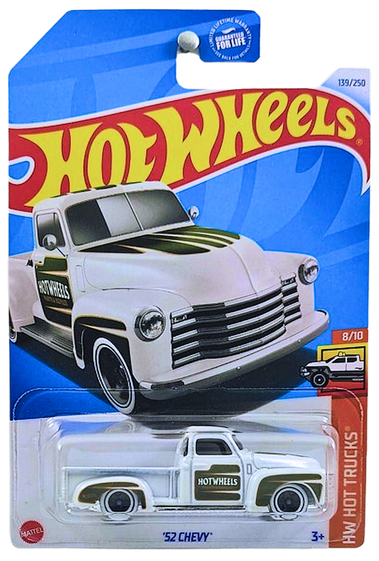 Hot Wheels 2024 - Collector # 139/250 - HW Hot Trucks 8/10 - '52 Chevy - White - 5 Spokes with White Walls - USA Card