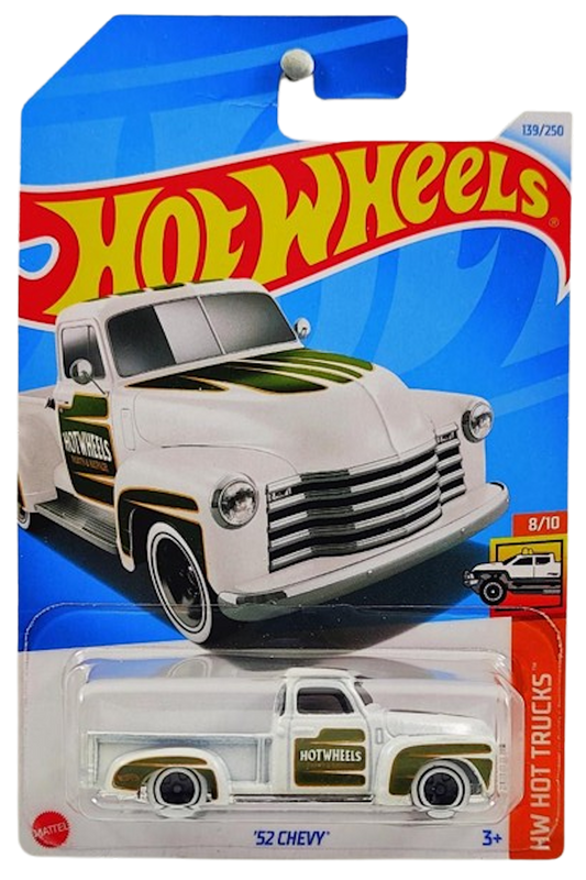 Hot Wheels 2024 - Collector # 139/250 - HW Hot Trucks 8/10 - '52 Chevy - White - 5 Spokes with White Walls - IC