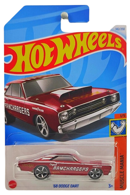 Hot Wheels 2024 - Collector # 142/250 - Muscle Mania 1/5 - '68 Dodge Dart - Red / Ramchargers - IC