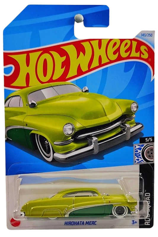 Hot Wheels 2024 - Collector # 143/250 - Rod Squad 5/5 - New Models - Hirohata Merc -  Metalflake Apple Green - White Walls on 5 Spokes - IC