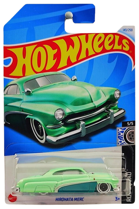 Hot Wheels 2024 - Collector # 143/250 - Rod Squad 5/5 - New Models - Hirohata Merc -  Seafoam Green - White Walls on 5 Spokes - IC