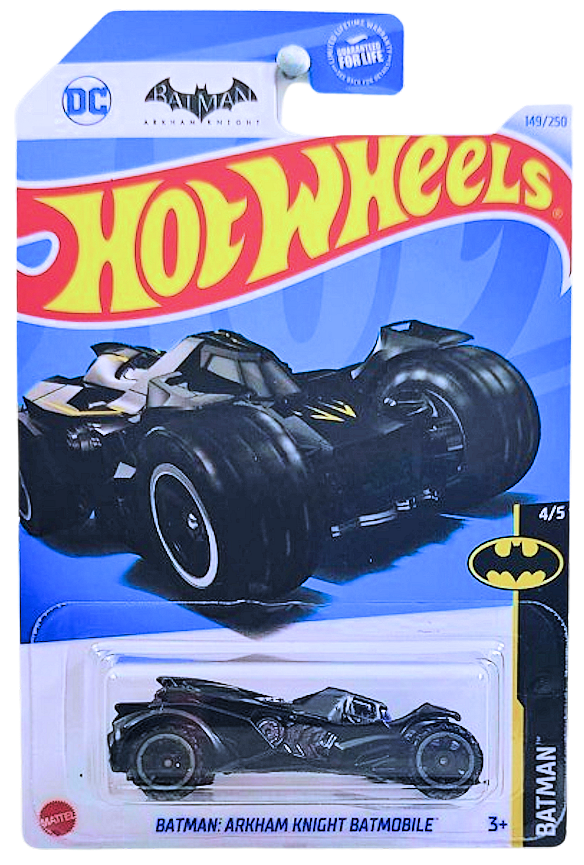 Hot Wheels 2024 - Collector # 149/250 - Batman 4/5 - Batman: Arkham Knight Batmobile - Matte Black - USA 'DC Batman' Card