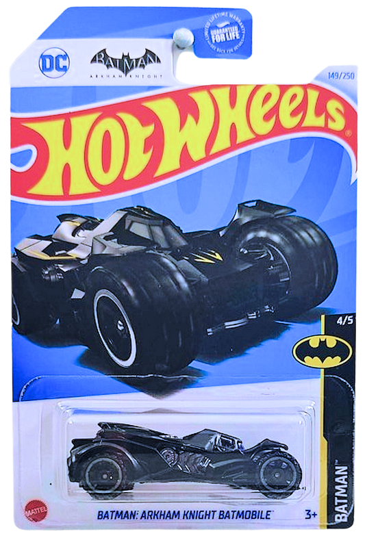 Hot Wheels 2024 - Collector # 149/250 - Batman 4/5 - Batman: Arkham Knight Batmobile - Matte Black - USA 'DC Batman' Card