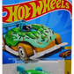 Hot Wheels 2024 - Collector # 150/250 - Fast Foodie 1/5 - Donut Drifter - Green Iciing - Brown Tires / White Aero Disc Wheels - USA 'Let's Race' Card