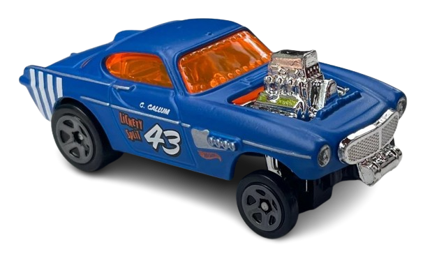 Hot Wheels 2024 - Collector # 153/250 - HW Reverse Rake 4/5 - Volvo P1800 Gasser - Matte Blue / #43 - USA Card