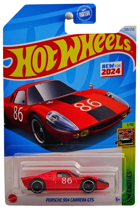 Hot Wheels 2024 - Collector # 158/250 - HW Exotics 1/10 - New Models - Porsche 904 Carrera GTS - Red / #86 - USA Card